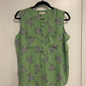 LOFT Sleeveless Green Floral Blouse- size M